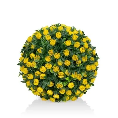 Dawns Blodau Boxwood Artiffisial Topiary Blodau Melyn Plastig UV